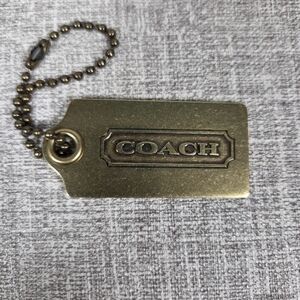 Vintage Coach Brass Metal Hangtag Key Chain Large 2.75"
